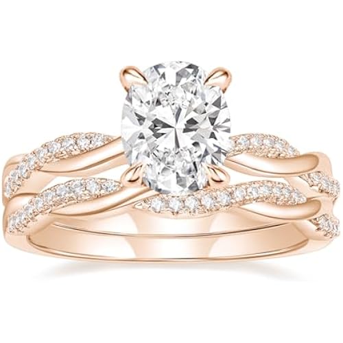 Mameloly 3ct Engagement Ring for Women Oval Cut CZ Wedding Bridal Ring Sets