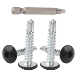 Enclosed Trailer Screws Self Tapping Black - 100 Pack#10 x1 Inch Self Drilling Sheet Metal Screws/w SQ #2 Head Bit for Enclosed Cargo Trailer Repair Screws, Universal RV Fasteners