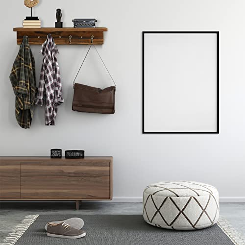 Viewall Shelf With Hooks, Wood Coat Rack Wall Mount With Shelf With 4 Vintage Metal Hooks And Upper Shelf For Storage, Perfect For Entryway, Kitchen, Bathroom, With Extra 4 Double Hooks #TOP2
