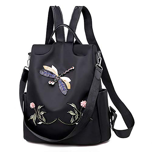 Mochila antifurto oxford urbano bordada impermeável city rock Preto