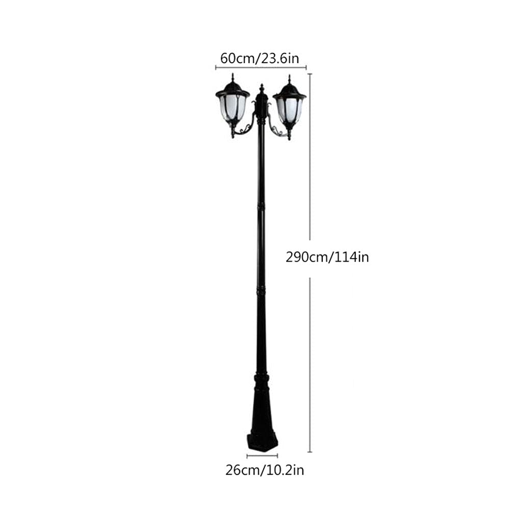 Lampy Zewnętrzne Na Słupku Lampy, 2-Lampy Zewnętrzne Na Słupku Lampy, Czarne, Oświetlenie Dziedzińca, Oświetlenie Uliczne, Oświetlenie Ogrodowe, Oświetlenie Alejki,Black-Height 290cm