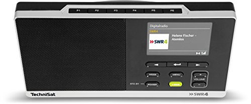 TechniSat Digitradio 215 SWR4 Edition - portables DAB Radio (DAB+, UKW, Farbdisplay, SWR4-Direktwahltaste, Wecker, Favoritenspeicher, Kopfhöreranschluss, Netz- & Batteriebetrieb) schwarz