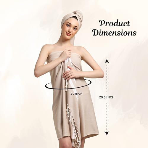 Image of Bamboo Cotton Bath Towels | Ultra Soft Quick Dry Towels for Men & Women | Large Size 75x150 cm | Lightweight Towel Set (Pack of 1, Biscuit)