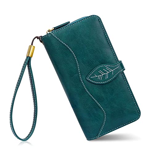 CONISY RFID Wallet Women Large Capacity, Long Leather Clutch Wallet Credit Card Holder for Women with Wristlet