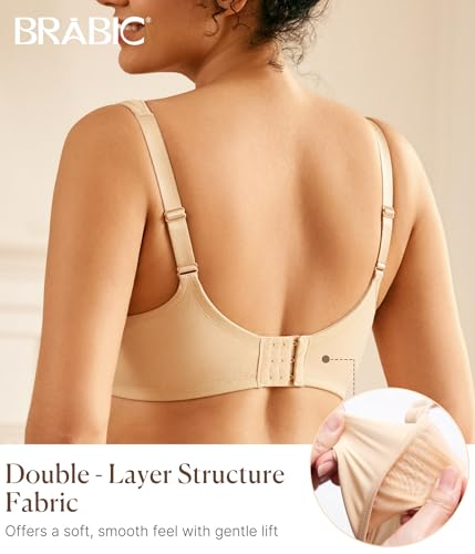 BRABIC Minimizer Bras for Women Full Coverage with Supportive Underwire Unlined Plus Size Seamless Bra for Heavy Breast3