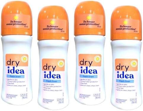 Dry Idea Fresh Linen Roll-On Antiperspirant Deodorant Fresh Linen 3.25 Ounce (Pack of 4)