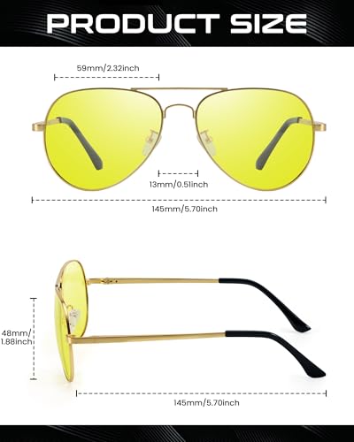 SODQW Aviator Night Vision Glasses Night Driving Anti Glare Glasses for women men, Yellow Lens for Night Time Glasses4