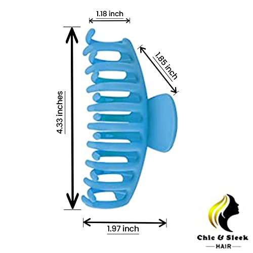 Chic & Sleek Hair Claw Clips For Women, Strong Hold Hair Clip For Thick Hair, 4 Inch Non-Slip Fashion Colorful Hair Styling For Girls (3 . Turquoise, Blue, Yellow, Wine Red), Yellow,Blue,Red #TOP3