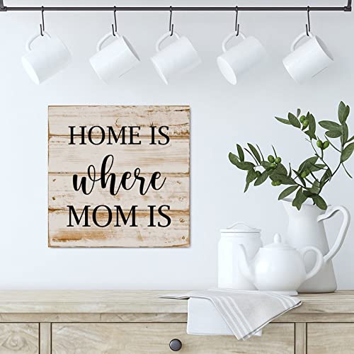 Religious-Sayings-Lettering-Wood-Signs-Home-is-Where-Mom-is-Wall-Art-Sign-Farmhouse-Style-Wall-Decor-Modern-Pictures-Hanging-Sign-for-Bedroom-Living-Room-Home-Kitchen-Decor-12x12in Religious Sayings Lettering Wood Signs Home is Where Mom is Wall Art Sign Farmhouse Style Wall Decor Modern Pictures Hanging Sign for Bedroom Living Room Home Kitchen Decor 12x12in