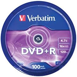 Verbatim DVD+R 16 x Matt Silver 4,7 GB, 100 szt. wrzeciona, półfabrykaty DVD, 16-krotna prędkość wypalania i Hardcoat Scratch Guard, puste płyty DVD, DVD półfabrykaty