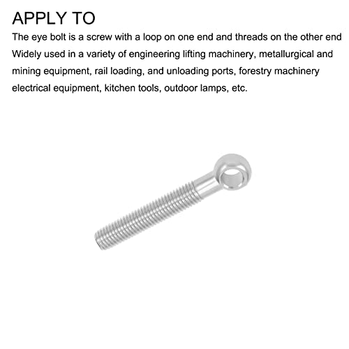 Image of METALLIXITY Shoulder Swing Lifting Bolt (M12x80mm) 1Pcs, 304 Stainless Steel Eye Bolts - for Home Renovation, Pipeline Gate Valves Fasteners, Silver