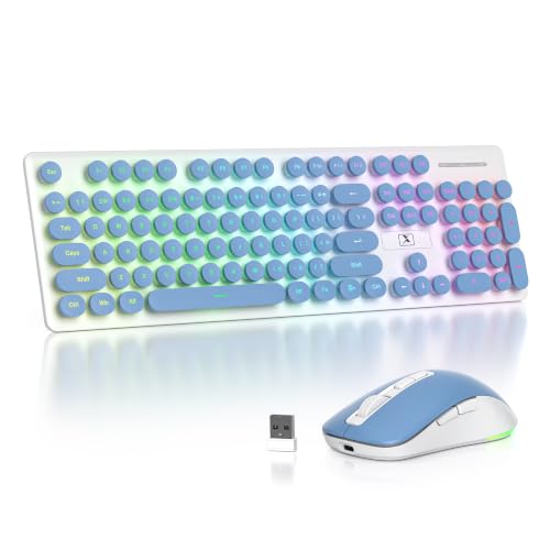 ✿ 【Batteria Ricaricabile a Lunga Durata】Dotata di batteria integrata da 1500 mAh per la tastiera e 500 mAh per il mouse. Questo set tastiera e mouse wireless ricaricabile offre fino a 750 ore di autonomia per la tastiera e 1–4 settimane per il mouse con retroilluminazione spenta. Include ricarica USB-C, modalità sleep automatica e interruttori ON/OFF per il risparmio energetico.