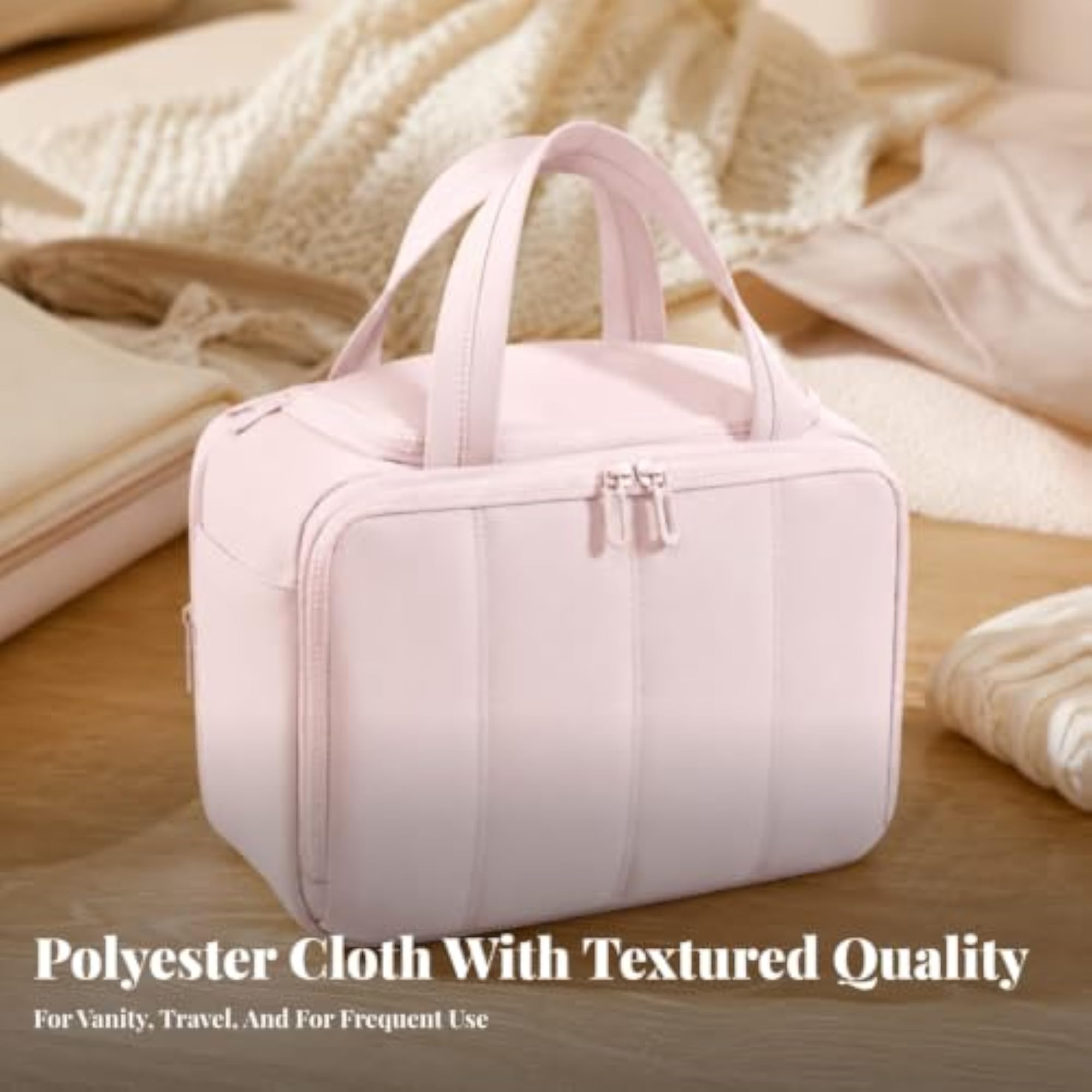 Multi-Compartment Structured Cosmetic Organizer Bag, Portable