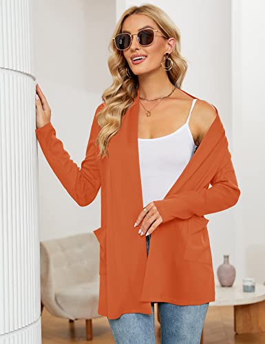 Image of Micoson Women's Long Sleeve Open Front Cardigan Casual Loose Lightweight Cardigans with Pockets