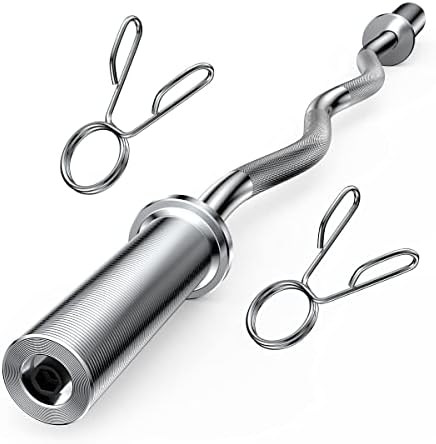 Kssvzz Olympic Barbell EZ Bar Strength Training Bar - 47" Curl Bar for 2-inch Weight Plates Curling Bar for Weightlifting, Biceps Curl, Squat with 2 Clamps