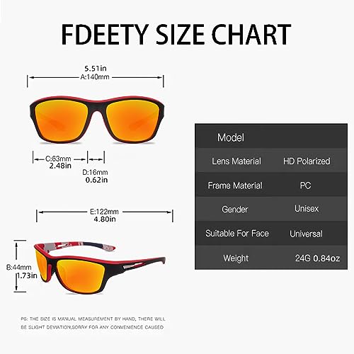 FDEETY Polarized Sports Sunglasses UV400 Protection for Sports Eyewear for Outdoors Cycling Fishing Golf Mountain Ski Running Camping Unisex (Red) - Image 2
