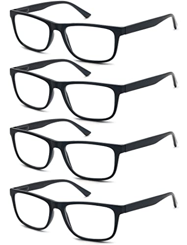 reading glasses 150 oversized large square men readers black frame 4 packcomfy lightweight eyeglasses for reading flexible spring hinge