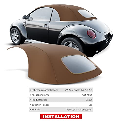 Frankberg Cabrioverdeck Softtop Verdeckbezug Braun Kompatibel mit New Beetle Cabriolet 1Y7 1.8L-2.5L 2002-2010 Replace# VWNB TAN-STF