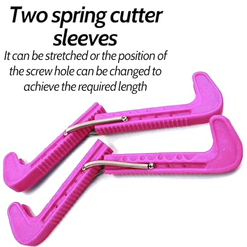 Rhinenet 2Pcs Ice Skate Blade Covers Figure Skate Guards Adjustable Quick Ice Skate Sharpener Grindstone Grinding Sharpening Tool Adjustable Protection Hockey Skating Blade Walking Cover (Rose red)