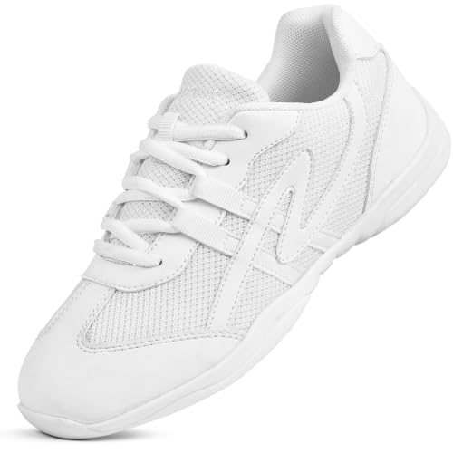 Image of Cheer Shoes for Youth Girls White Cheerleading Athletic Dance Shoes Tennis Sneakers for Competition Sport Training