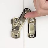 INIRET 4 Packungen Scheunentürriegel, 7 x 5,1 cm, bronzefarben, Edelstahl, Klapptürriegel, Doppelfalttürschloss, Schiebetür, antikes Schloss, Torriegel, Weinschrank, Karbonstahl, Schranktürriegel