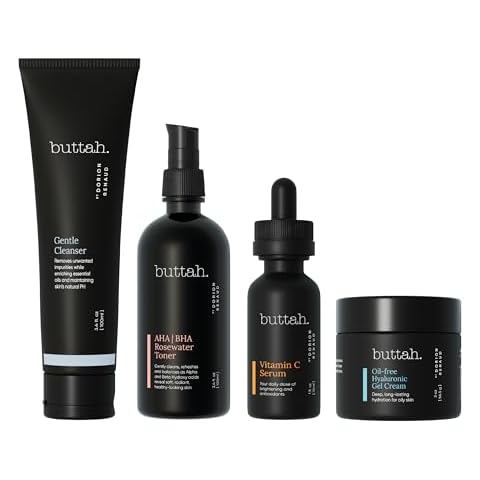 Buttah Skin Supreme Kit for Melanin Rich Skin | Oil-Free Hyaluronic Gel Cream 2 oz | Vitamin C Serum 1 oz | Cleanser 3.4 oz | Rosewater Toner 3.4 oz | Black Owned Skincare Cover