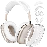 Picture of 4 in 1 Set Case for AirPods Max Headphones, Clear Soft TPU Anti-Scratch Protective Case Cover, No Yellowing Transparent Accessories for Apple AirPods Max (2024 USB-C /2020 Lightning) -GlitterClear