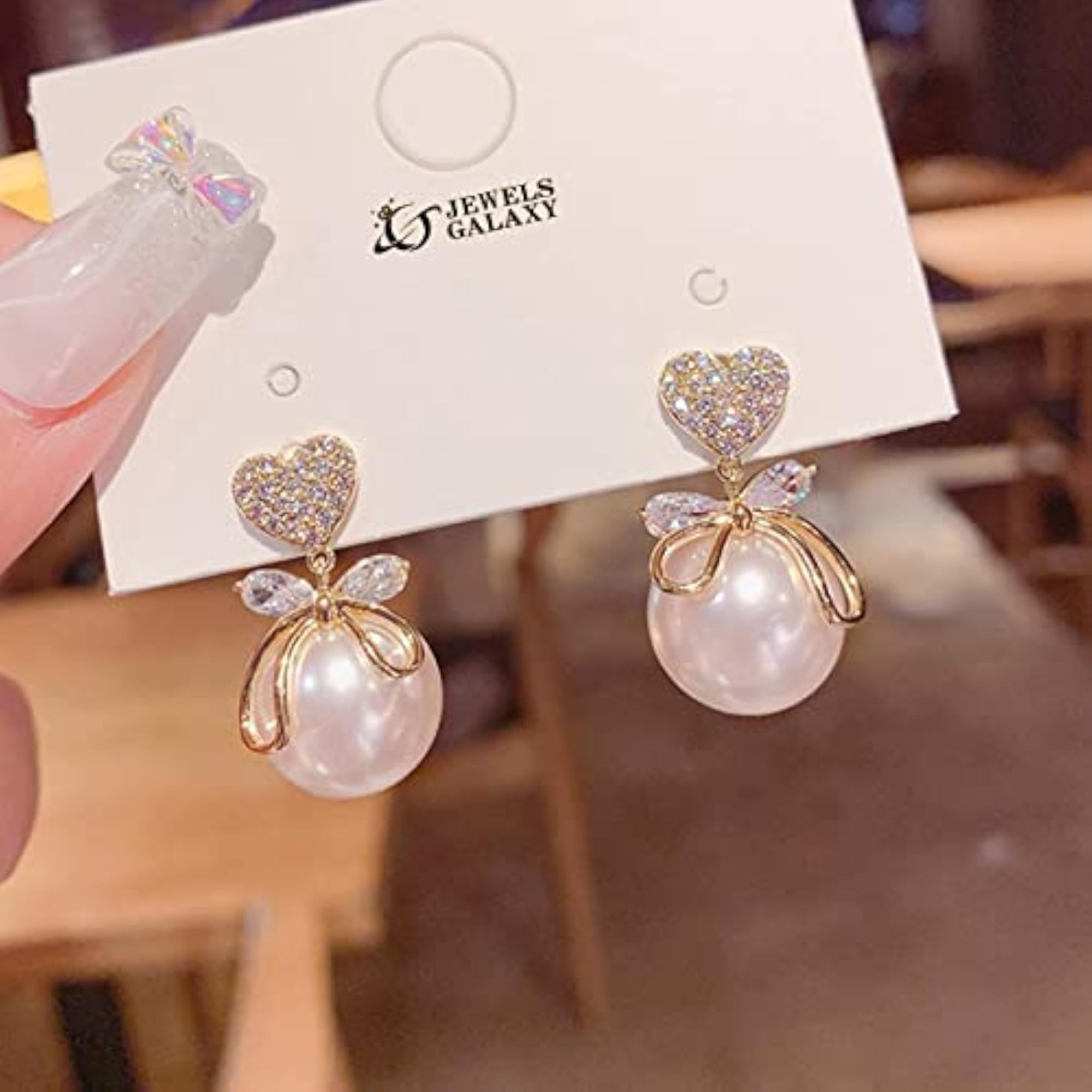 Heart Pearl Drop Earrings