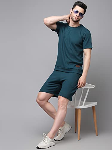 Image of Rigo Cotton Blend Waffle Knit Self Textured Co-Ord Set For Men's|Night Suit Set|Lounge-Wear Pajama Set|Night Wear, Beach Wear, Vacation Wear
