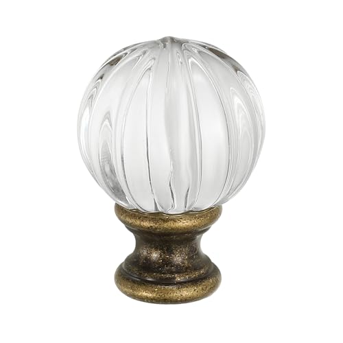 Image of PATIKIL 1 /4-27 Lamp Finial Cap for Lampshade Harp Top, Cap Nut Screw Cap Knob Clear Pumpkin Ball Shaped Crystal Lamp Shade Decoration for Table Floor Lamp, Bronze Tone