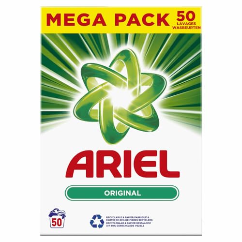 Ariel Washing Powder Detergent 3kg 50 Washes, Color, Extra Color Care With Anti-Residue Technology