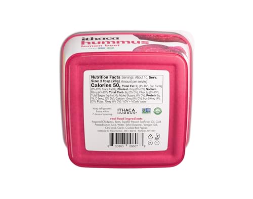 Ithaca Hummus, Lemon Beet Hummus, Non-GMO, Minimal Ingredients, 10oz