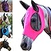 Prevent-Mosquito Breathable Horse Face Mask Stretch Knitted Mesh Riding Equestrian Equipment for Horse(Red)