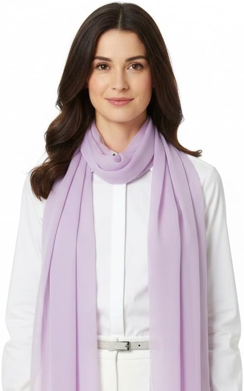 SERENITA Christmas Scarf Valentine Women Silk Feel Chiffon Soft Sheer lightweigt solid neck evening bridal head scarf - Image 3