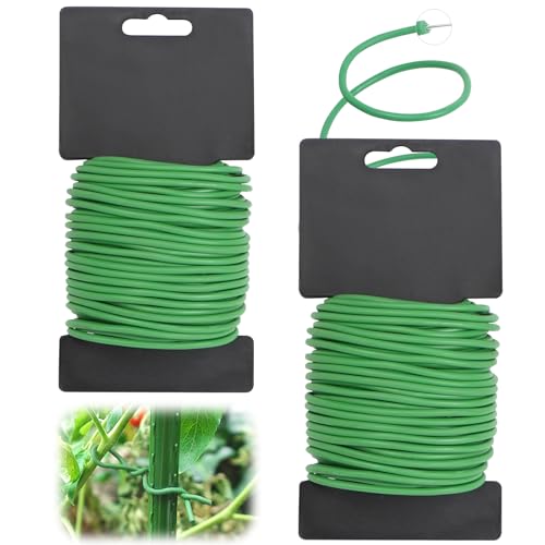 2PCS Alambre Plastificado Verde, 3.5mm x 20m Lazos para Plantas, Reutilizables Alambre De Jardinería, Versátil Durable Cable para Jardinería para Plantas Trepadoras Gestión De Cables