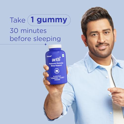 Image of Arth 5mg Melatonin Gummies For Deep Sleep, Relaxation & Calmness -30 Sleep Gummies for Men & Women | L-Theanine, Chamomile & Passion Flower | Regulates Sleep Cycle | No Added Sugar | Cranberry Flavour