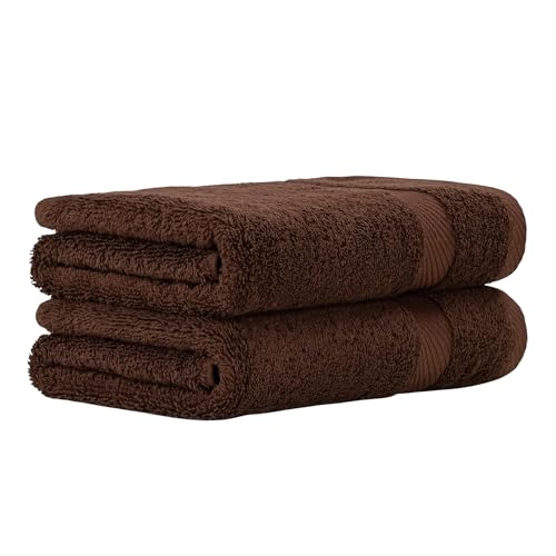Luckytowel Handtücher Set 50x100 cm – Oeko-TEX Handtuch-Set aus 100% Baumwolle mit 600 g/m² – Frottiertücher mit Aufhängeschlaufe – flauschig & saugstark – Frottee Handtuchset – 2er Pack Braun