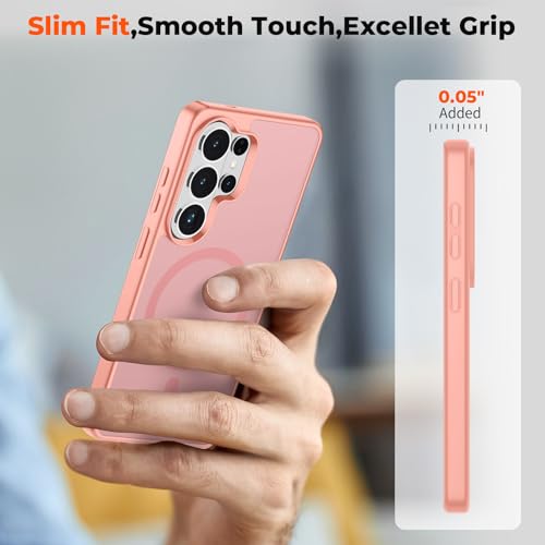 Image of SUPFINE Magnetic for Samsung Galaxy S26 Ultra Case with Screen Protector, (Built-in Magnets) (Military Grade Drop Protection) Slim Translucent Shockproof Phone Case,Light Pink