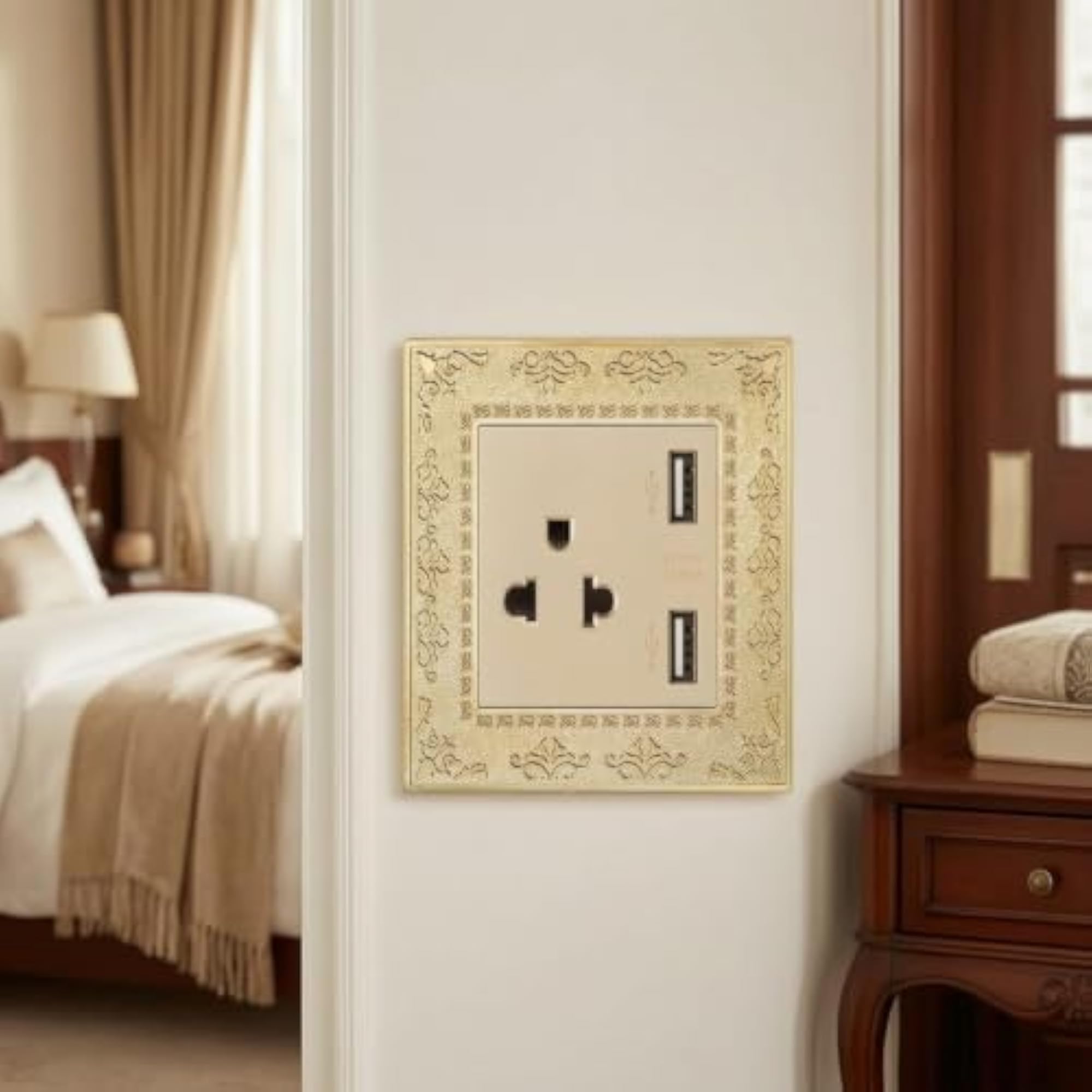 Ornate Wall Outlet with Decorative Frame