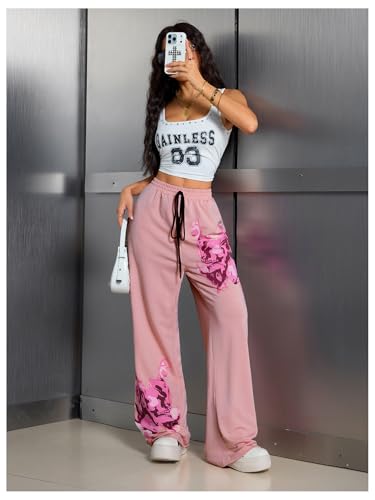 Image of SOLY HUX Women's Y2k Sweatpants Drawstring Waist Wide Leg Gothic Grunge Pants Streetwear