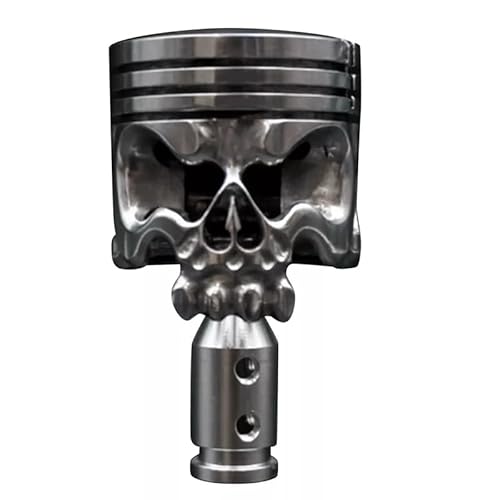 Constprog Pomo de palanca de cambios hecho de pistón de motocicleta, de acero inoxidable, con forma de calavera, pomo de palanca de cambios para coche, se adapta a la mayoría de vehículos manuales