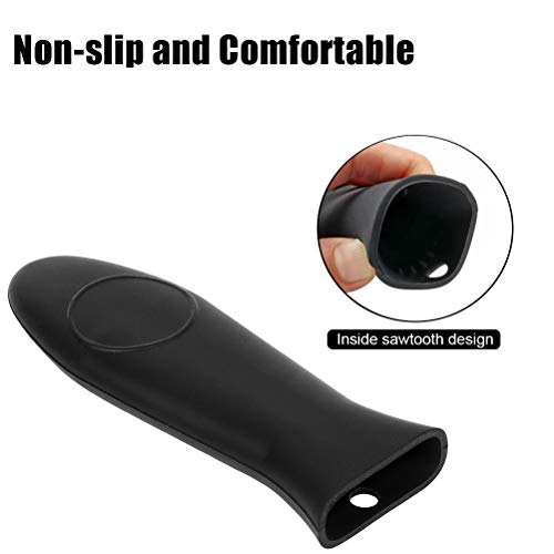 Emoly Silicone Hot Handle Holder, 3 Pack Pot Holders Cover Rubber Hot Resistant Non Slip Pot Holder Sleeves For Cast Iron Skillets Metal Frying Pans Aluminum Cookware Handles (Black) #TOP1