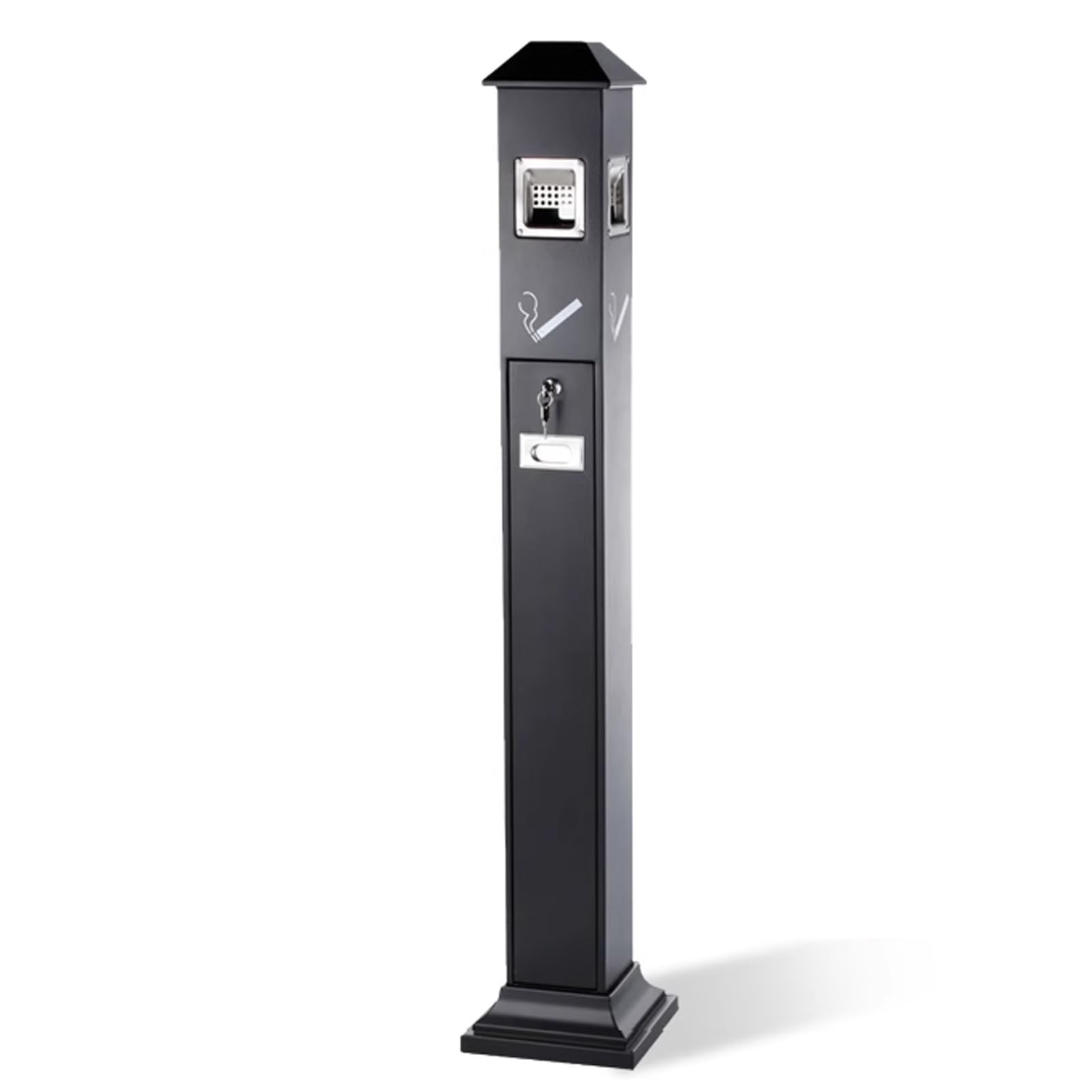 Contenitore for rifiuti commerciale nero for esterni con coperchio chiudibile a chiave, for il vialetto del patio dell'ufficio del ristorante dell'hotel Portacenere(Svart)