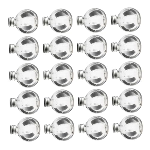 Beaupretty 20 piezas Botellas Pet Transparentes con Tapa Rosca de Unidades Reutilizables para Almacenamiento y Decoración del Hogar Diseño Forma Bombilla Resistentes y Color Color Aleatorio