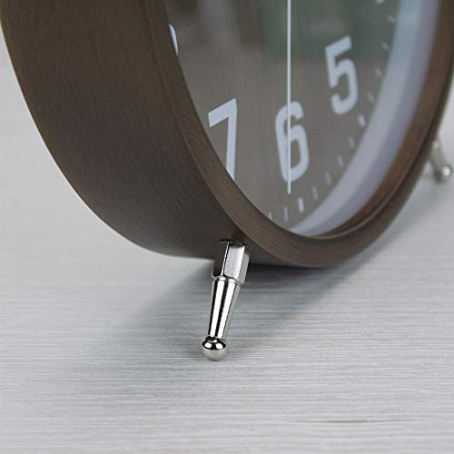 Justup 8 Inch Wood Table Clock, Retro Non-Ticking Table Desk Clock Battery Operated With Sweep Quartz Movement Hd Glass Large Numerals Decorative For Bedroom Living Room Kids Room (Brown) #TOP5