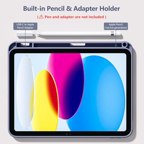 Image of Wenlaty Compatible with iPad (A16) 11th Generation Case 11 Inch 2025, for iPad 10th Generation Case 10.9 Inch 2022 with Pencil Holder, Trifold Stand Protective Clear Back, Auto Wake /Sleep Blue Gray