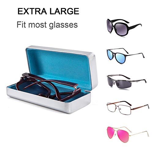 Image of TRIUMPH VISION Sunglasses Case Hard Shell Glasses Case Eyewear Eyeglasses | Sunglass Eyeglass Hard Case for Women and Men Metal PU Leather Lined Storage with Microfiber Cleaning Cloth Protection