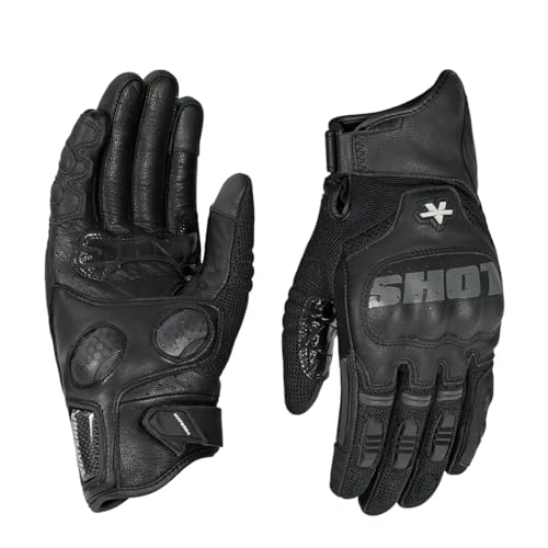 Image of ViaTerra Holeshot Pro - Semi Gauntlet Hybrid Riding Gloves |Goatskin Leather |Touchscreen, Knox SPS 303 Palm Protection with Handy Clip Motorcycle Gloves (Black, 3XL)