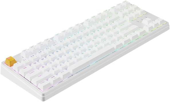 JamesDonkey J4 Wireless Custom Mechanical Keyboard, 2.4 GHz Bluetooth QMK 80% Layout RGB, Hot-swappable Banana Switch Compatible with Mac Windows Linux, 3750mAh Fast Charge Battery for Gaming - White