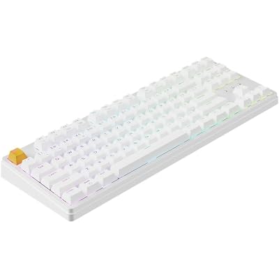 JamesDonkey J4 Wireless Custom Mechanical Keyboard, 2.4 GHz Bluetooth QMK 80% Layout RGB, Hot-swappable Banana Switch Compatible with Mac Windows Linux, 3750mAh Fast Charge Battery for Gaming - White